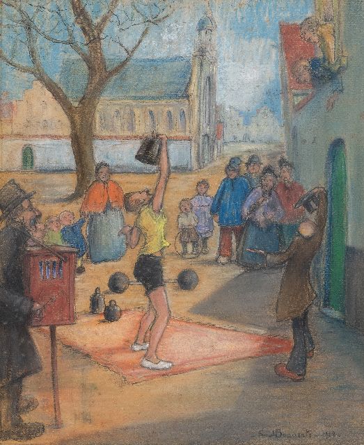 Bogaerts F.  | Straatartiesten, gouache op papier 34,0 x 27,0 cm, gesigneerd r.o. en gedateerd 1923