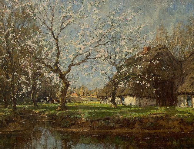 Arnold Marc Gorter | Boerderij bij voorjaarsbloesem, olieverf op doek, 50,7 x 65,7 cm, gesigneerd r.o.