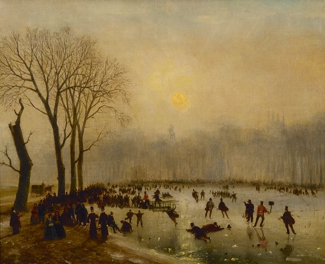 Roosenboom N.J.  | Schaatspret op The Serpentine, Hyde Park, olieverf op doek 43,3 x 53,7 cm, gesigneerd l.o. en gedateerd 'London' '55