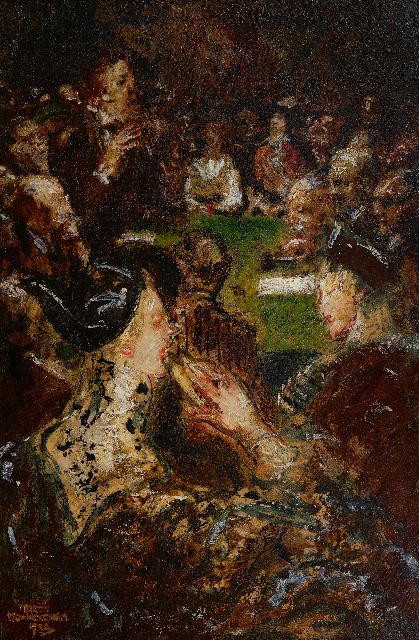 Monnickendam M.  | Vergadering in Arti et Amicitiae met aan het woord Huib Luns, olieverf op board 41,0 x 61,0 cm, gesigneerd l.o. en gedateerd 1934, zonder lijst