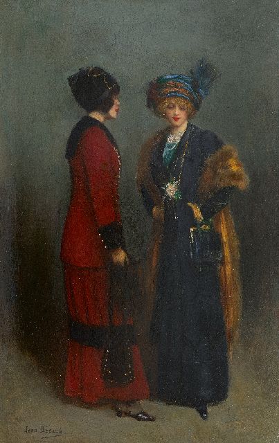 Béraud J.  | Les Midinettes, olieverf op schildersboard 54,9 x 36,7 cm, gesigneerd l.o.