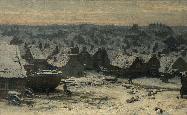 Willem Bastiaan Tholen | Winter in oud Scheveningen, olieverf op doek, 100,1 x 160,4 cm, gesigneerd r.o. en te dateren ca. 1891