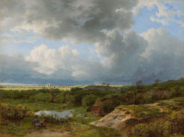 Barend Cornelis Koekkoek | Panoramisch landschap met Haarlem in de verte, olieverf op doek, 39,4 x 52,4 cm, gesigneerd r.o. en gedateerd 1836