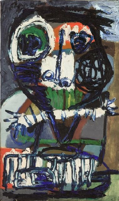 Karel Appel | Le Roi Mage, olieverf op doek, 53,3 x 32,0 cm, gesigneerd l.b. en te dateren 1952 - 1954