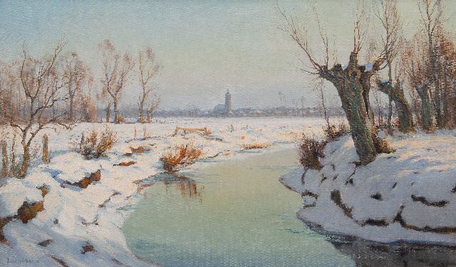 Johan Meijer | Winterlandschap bij Blaricum, olieverf op doek, 60,3 x 100,1 cm, gesigneerd l.o.