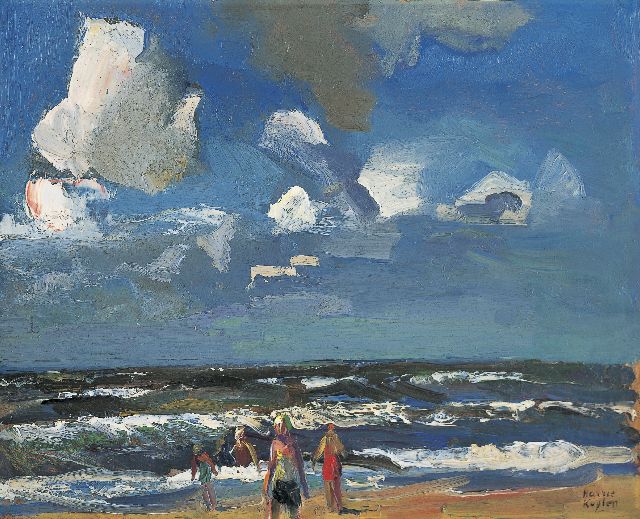 Harrie Kuijten | Strand met figuren, olieverf op paneel, 32,7 x 40,4 cm, gesigneerd r.o. en te dateren 1930-1940