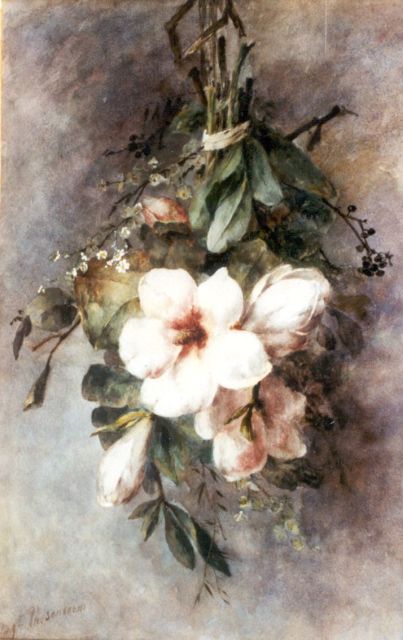 Margaretha Roosenboom | Magnolia's, aquarel op papier, 65,0 x 41,9 cm, gesigneerd l.o.