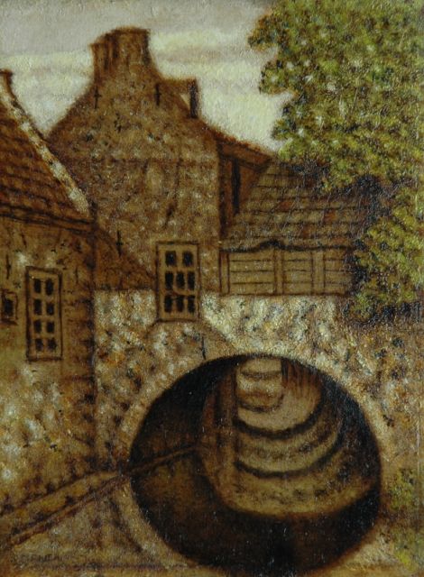Meijer S.  | De Uilenburg bij de Binnendieze,'s Hertogenbosch, olieverf op paneel 20,6 x 15,7 cm, gesigneerd l.o.