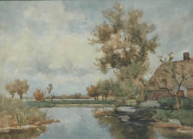 Jan Hendrik Weissenbruch | Boerderij aan het water, aquarel op papier, 43,5 x 59,0 cm, gesigneerd l.o. en gedateerd 1900