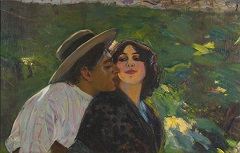 Ribera P. (toegeschreven aan) - Zomerse romance, olieverf op doek 63,9 x 100 cm