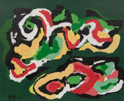 Karel Appel - Zonder titel, acryl op papier op doek 68,1 x 84,1 cm, gesigneerd linksonder